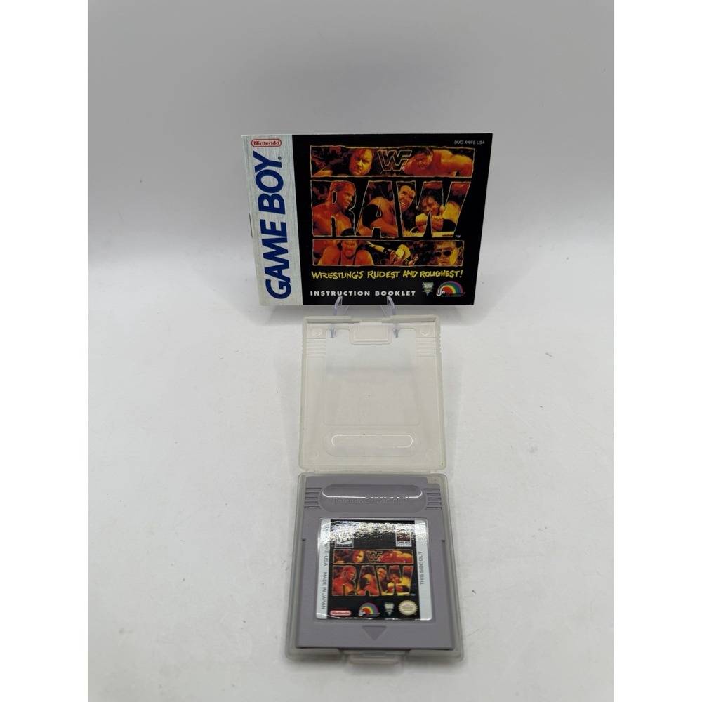 WWF Raw (Nintendo Game Boy, 1994) W/ Manual & Case, TESTED & WORKS